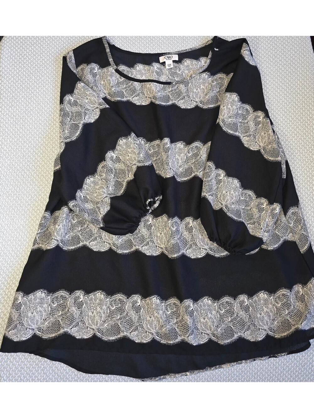 Ladies plus size black blouse with lace stripes 22/24